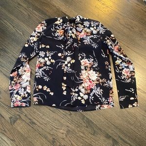 SHEIN Black Floral Blouse XS EUC